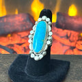 Running Bear Trading Turquoise Sterling Hand Stamped Twist Wire Bezel Statement Ring