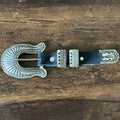 Navajo Leonard Maloney Sterling Hand Stamped Leather Belt Buckle