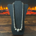 Handmade Graduated Stamped Sterling Pearl Necklace