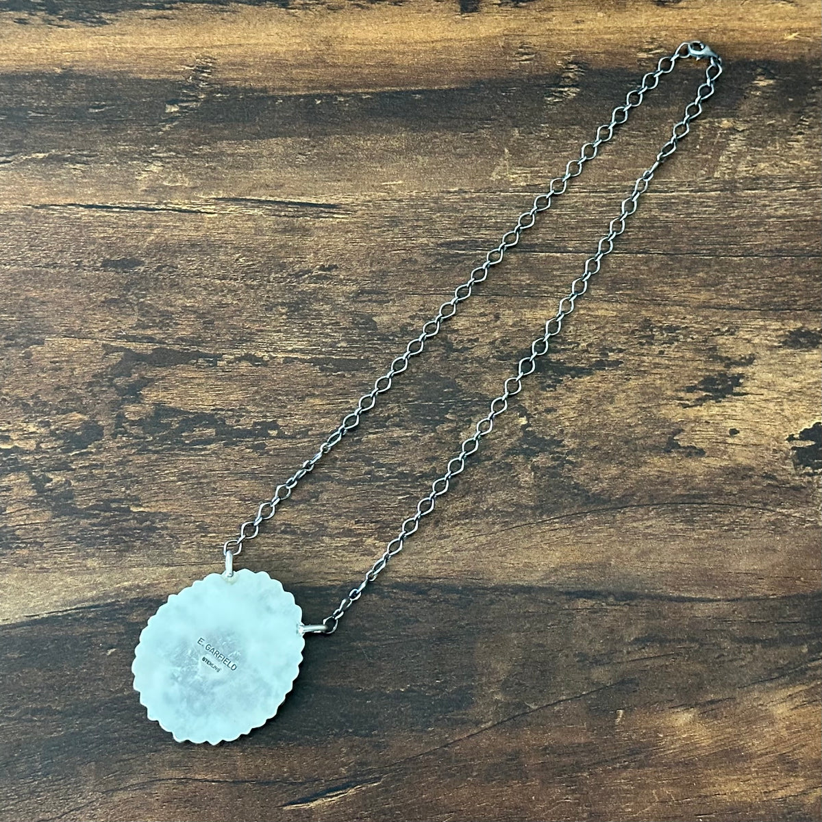 Navajo Effie Garfield Kingman Turquoise 17 Stone Sterling Cluster Raindrop Pendant Necklace