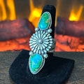 Navajo Samuel Yellowhair Sonoran Gold Turquoise Sterling Concho Ring