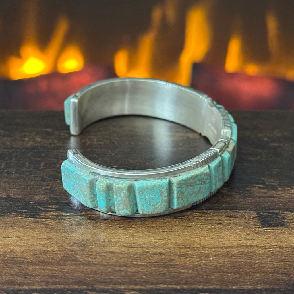 Navajo Steve Francisco #8 Turquoise Sterling Inlay Cuff