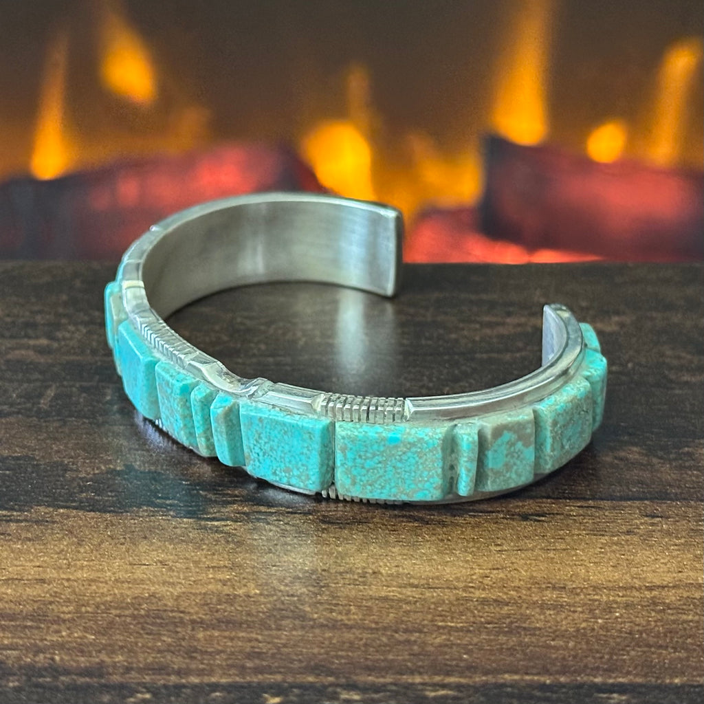 Navajo Steve Francisco #8 Turquoise Sterling Inlay Cuff