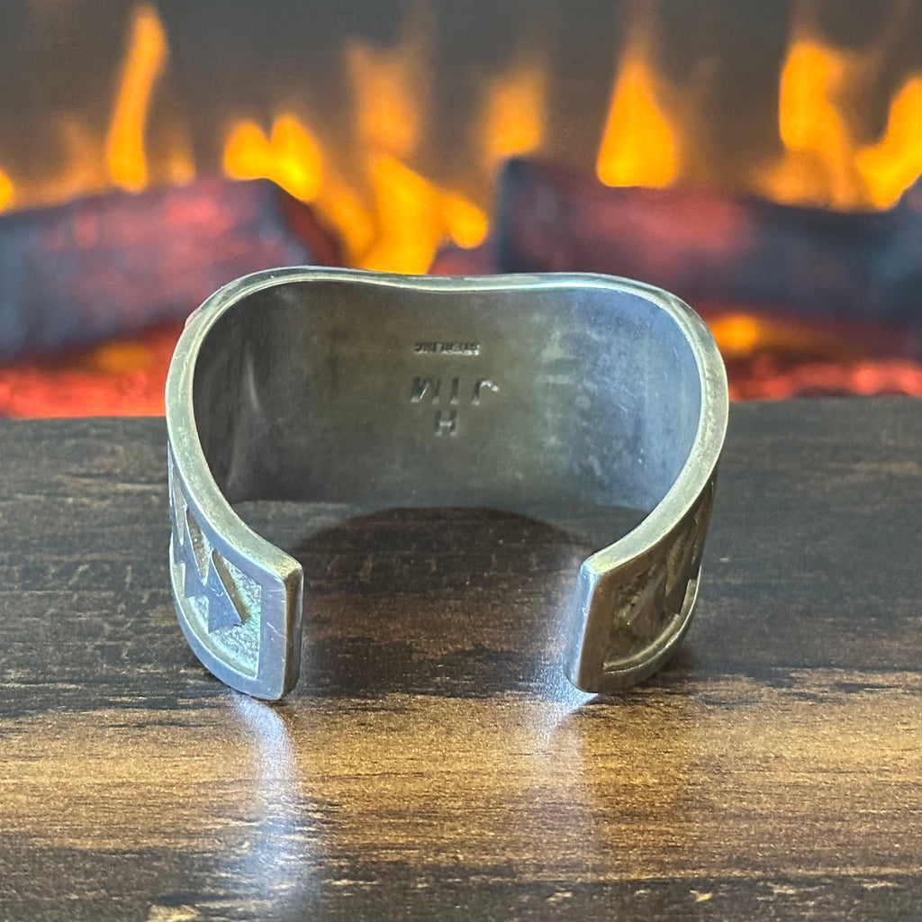 Navajo Jim Harrison Pink Conch Sugilite Red Coral Turquoise Sterling Inlay Statement Cuff