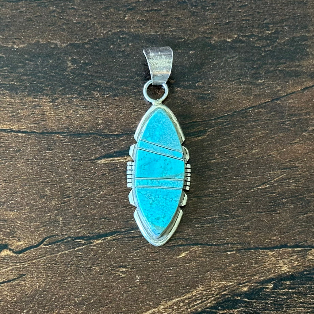 Navajo Brandon Etsitty Turquoise Sterling Inlay Pendant