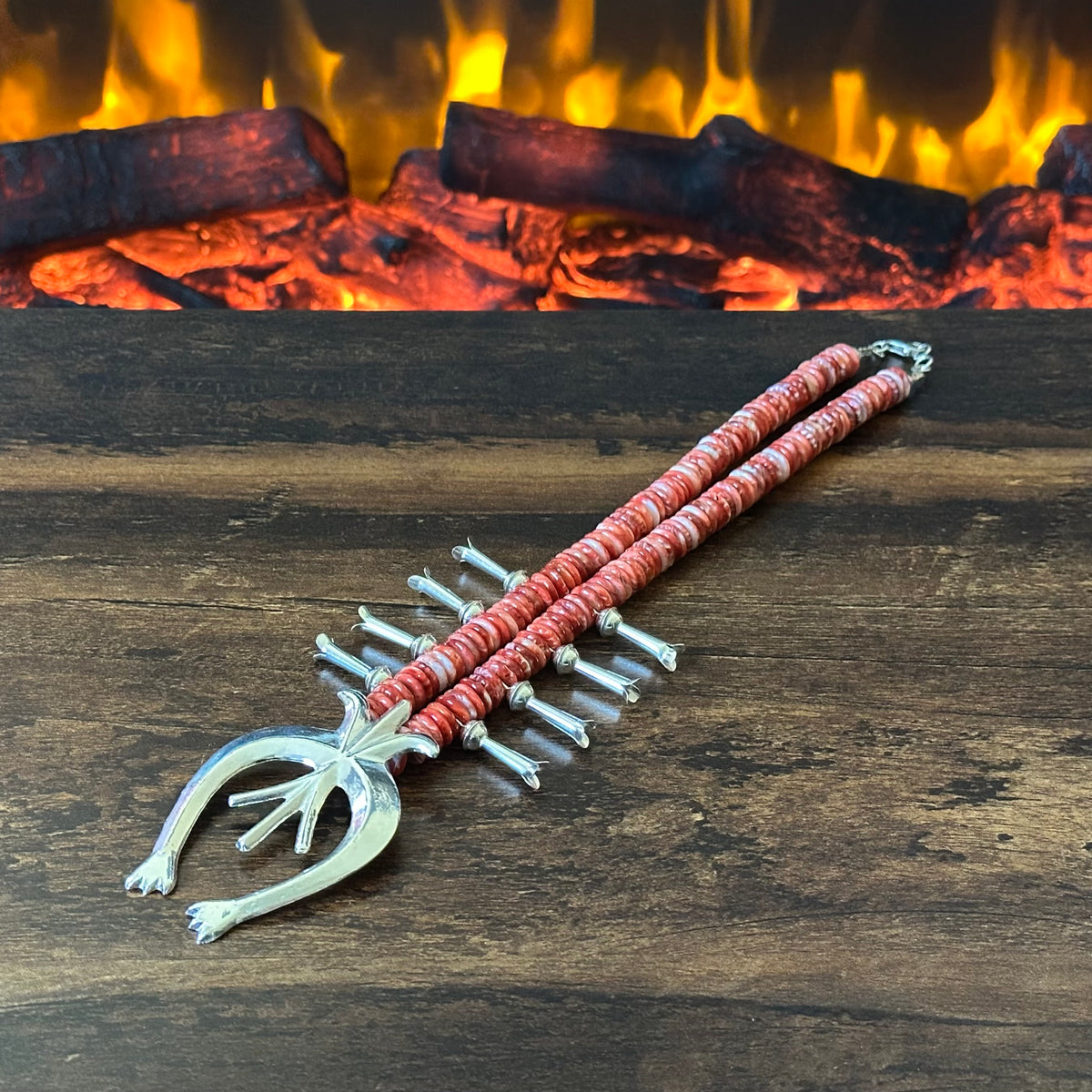 Navajo Francis L Begay Red Spiny Oyster Sterling Heishi Squash Blossom