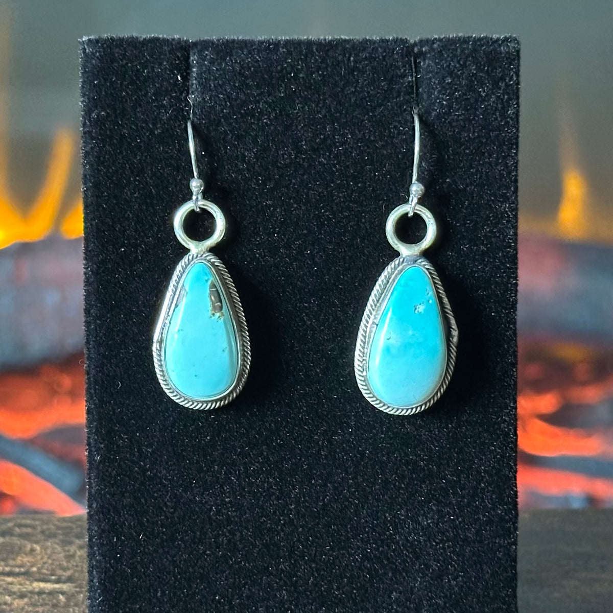 Navajo Kobe Martinez 28 Stone Carico Lake Turquoise Sterling Cluster Lariat Necklace Earrings Set