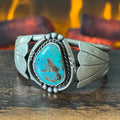 Turquoise Sterling Twist Wire Bezel Raindrop Fan Cuff