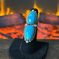 Navajo Robert Shakey Kingman Turquoise Sterling Twist Wire Statement Ring