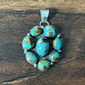 Navajo Jolene Begay Royston Turquoise 8 Stone Sterling Cluster Pendant
