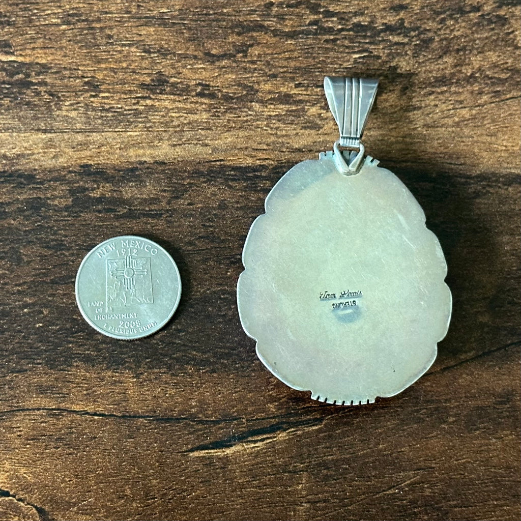 Navajo Tom Lewis Turquoise Sterling Teardrop Statement Pendant