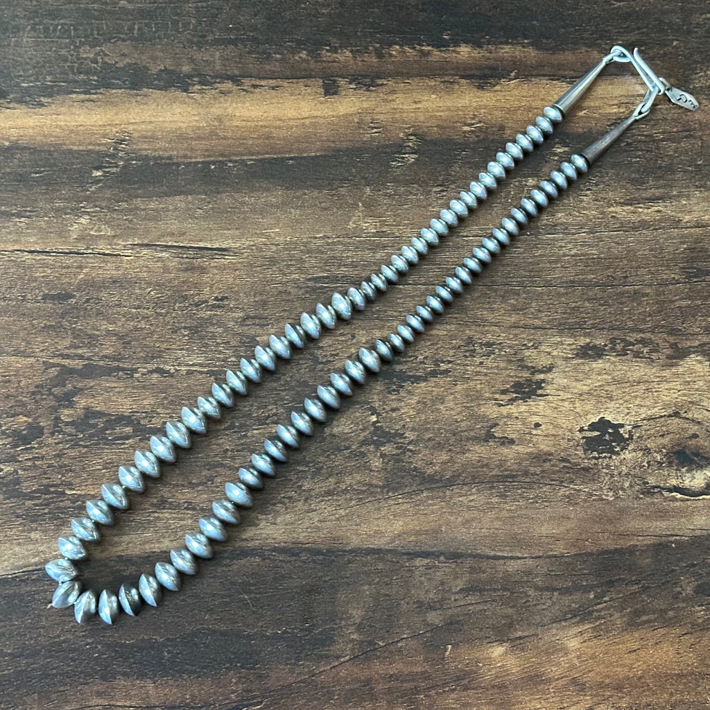 Navajo Lowell Draper Sterling Graduated Handmade Saucer Bead Necklace