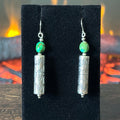 Zuni Kim Vuni Sonoran Gold Turquoise Sterling Handmade Cylinder Bead Stamped Dangle Earrings