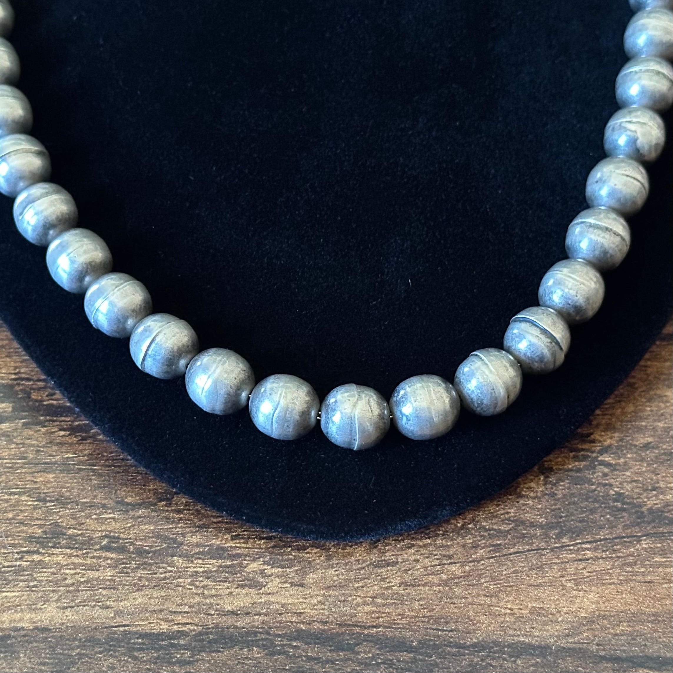 Vintage Hand Soldered Sterling Bench Bead Necklace