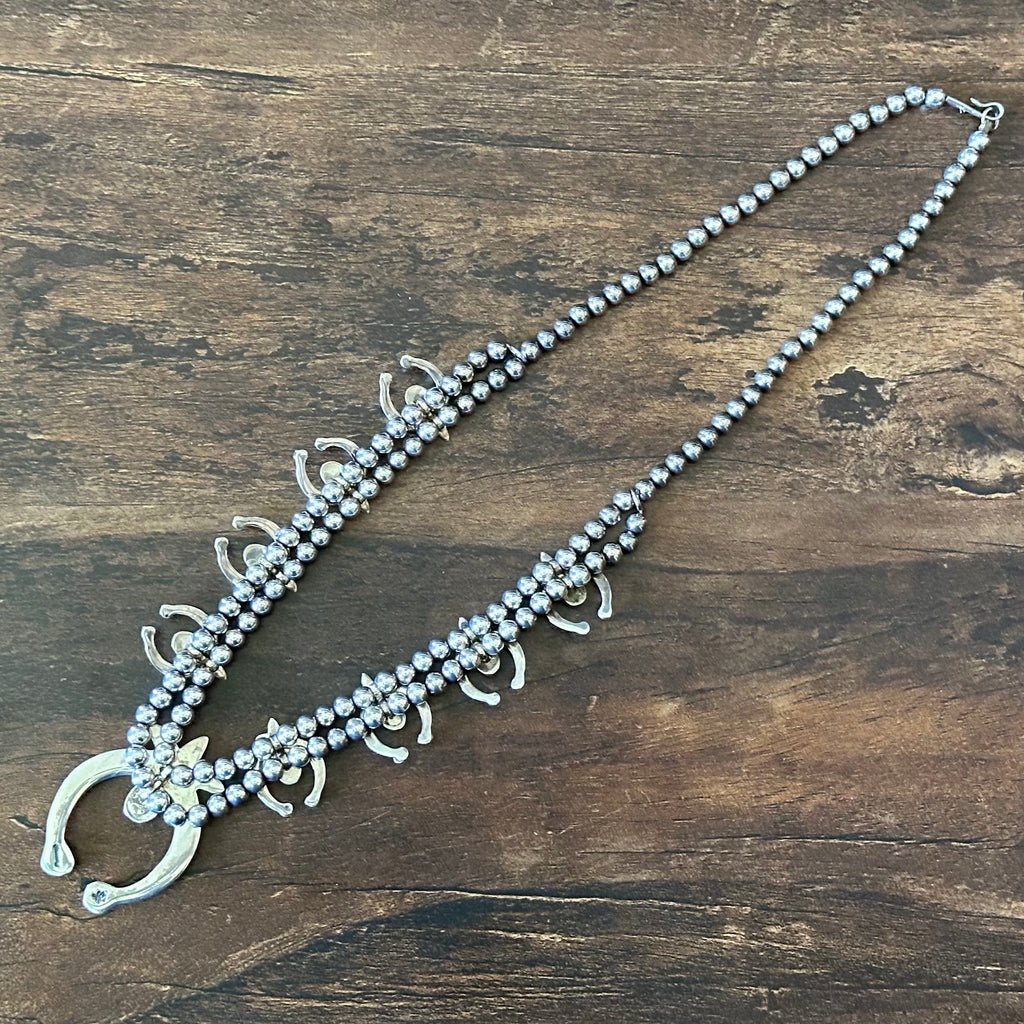 Navajo Steve Francisco Orange Spiny Oyster 9 Stone Sterling Naja Necklace