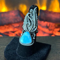 Navajo Jimmy Lee Golden Hills Turquoise Sterling Ornate Feather Twist Wire Statement Ring