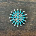Vintage Turquoise 21 Stone Sterling Needlepoint Star Pin/Pendant