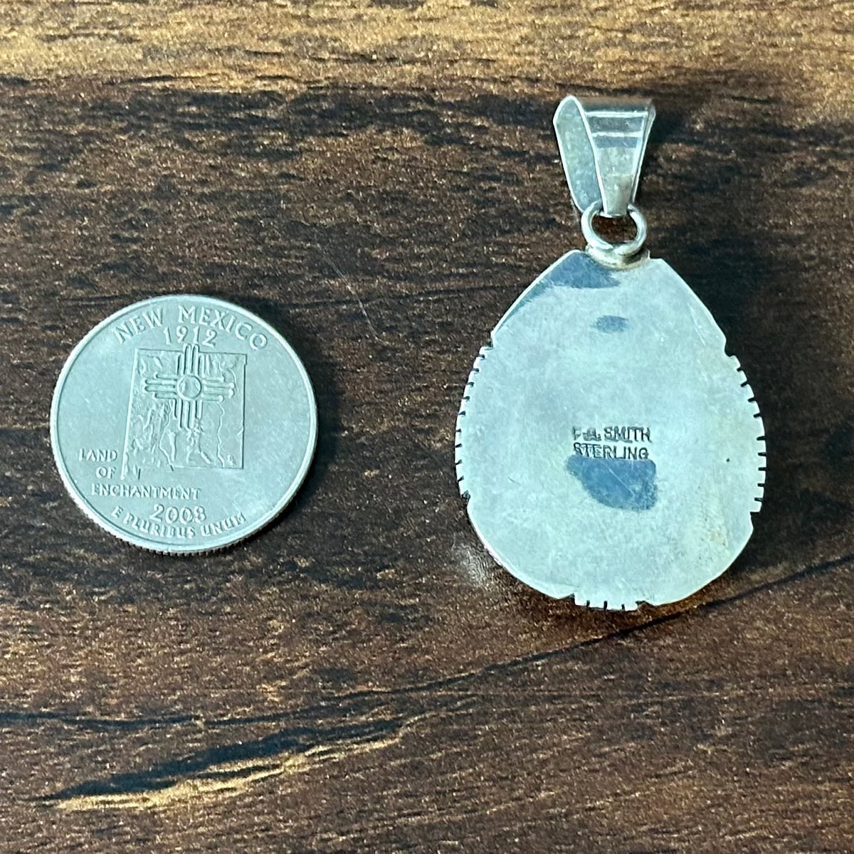 Navajo P.A. Smith Lapis Sterling Teardrop Twist Wire Bezel Pendant