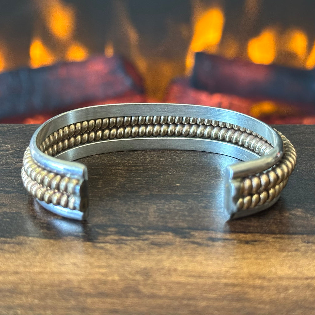 Navajo Tahe Signed 12k Gold Filled Sterling Twist Wire Cuff