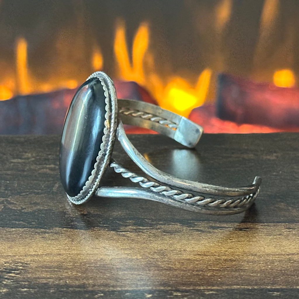 Onyx Sterling Twist Wire Triple Shank Statement Cuff