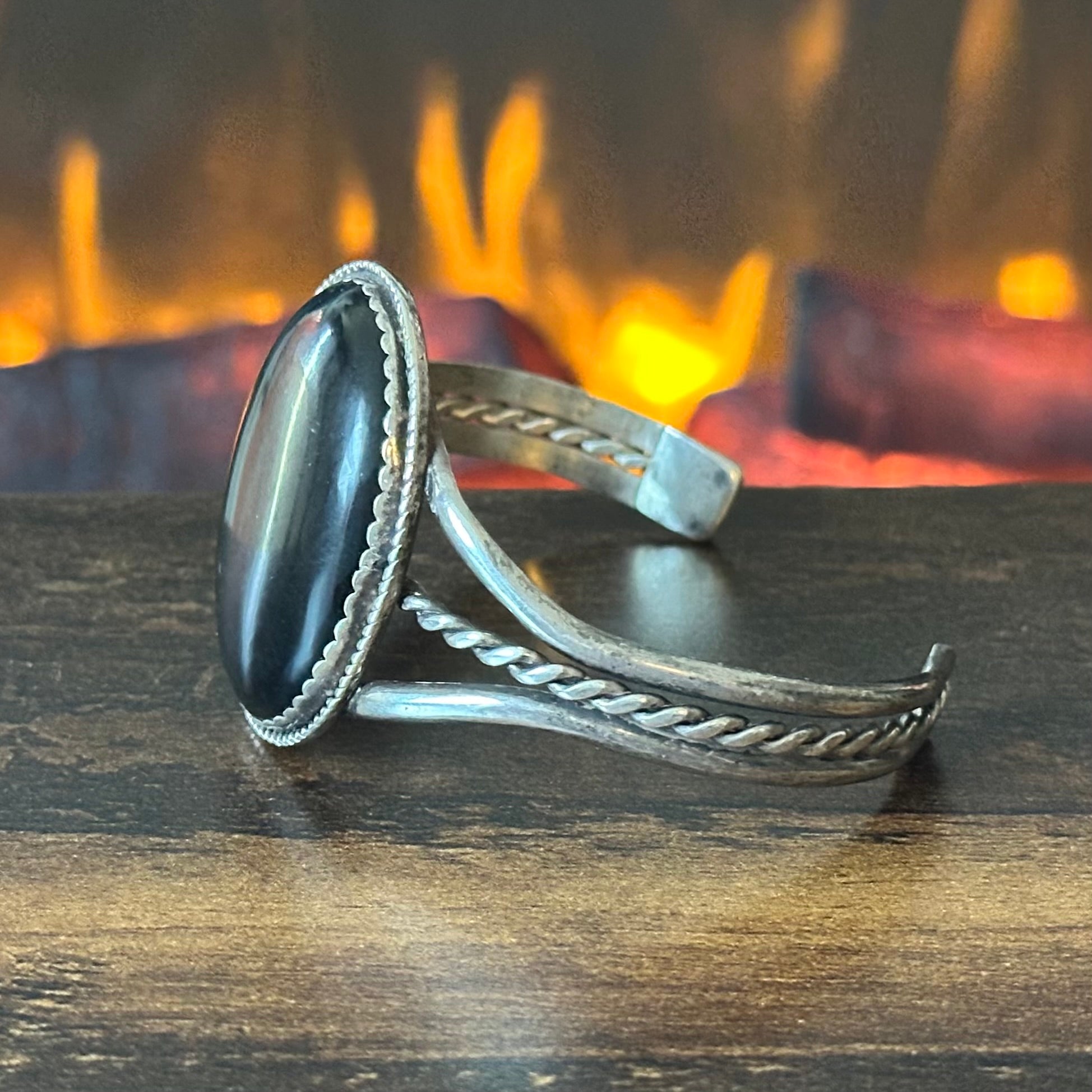 Onyx Sterling Twist Wire Triple Shank Statement Cuff