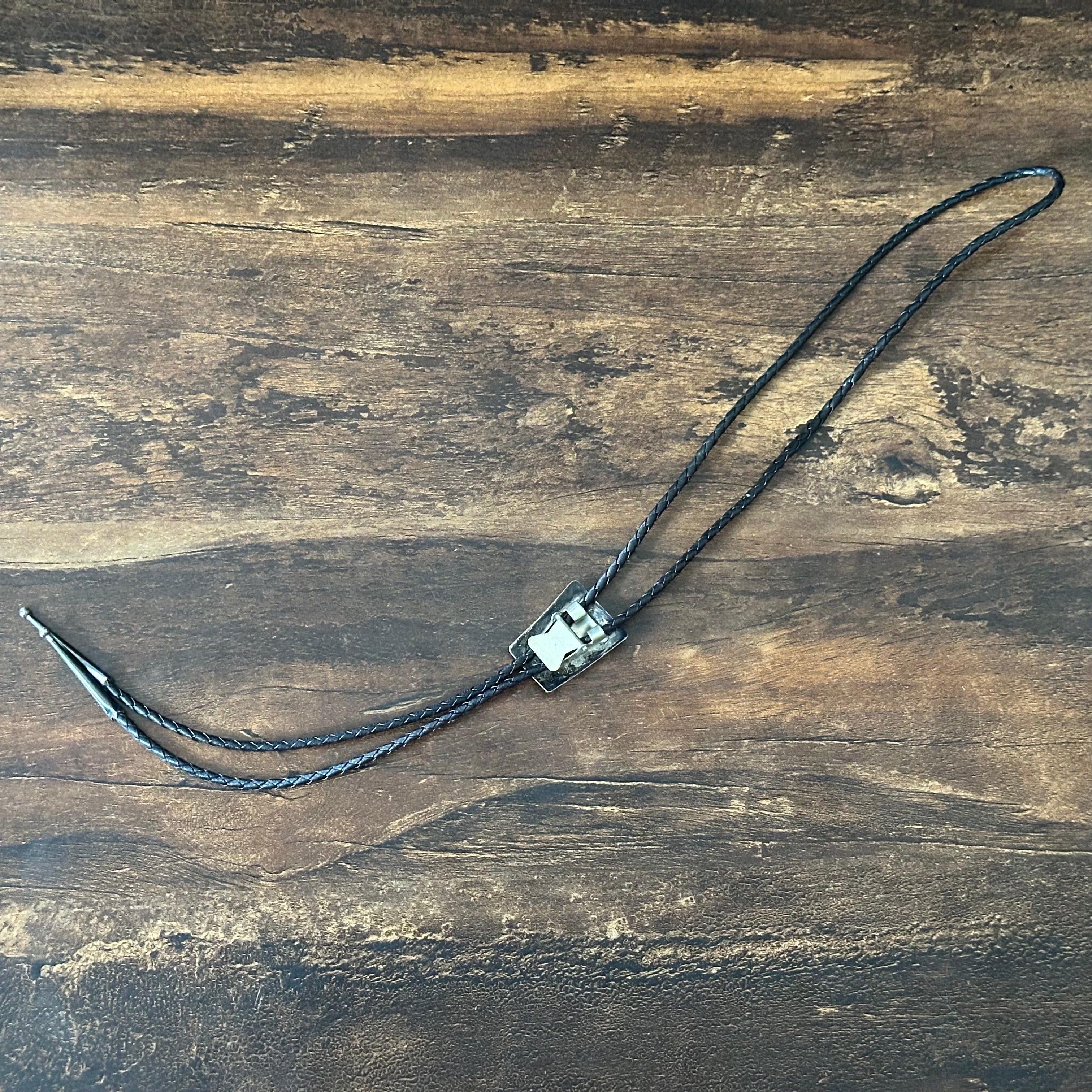 Spencer Signed Turquoise Sterling Hand Stamped Vintage Bolo Tie