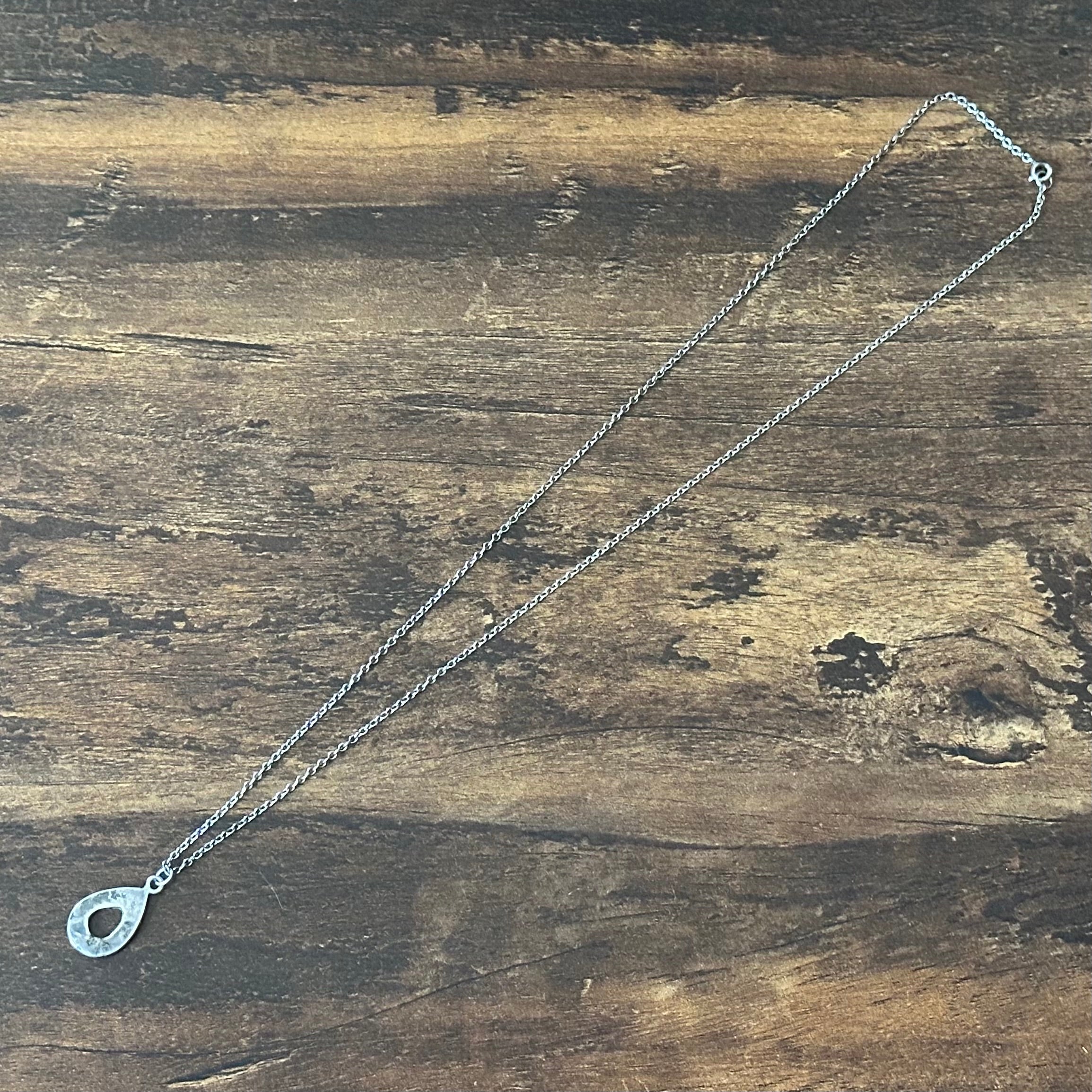 Turquoise Sterling Chip Inlay Teardrop Pendant Necklace