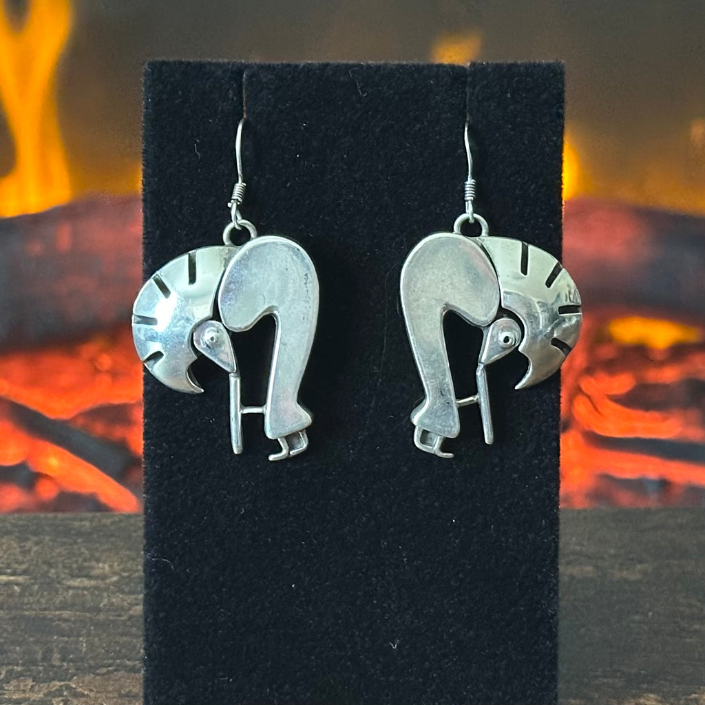 Navajo Walter Vandever Sterling Abstract Kokopelli Station Necklace Earrings Set