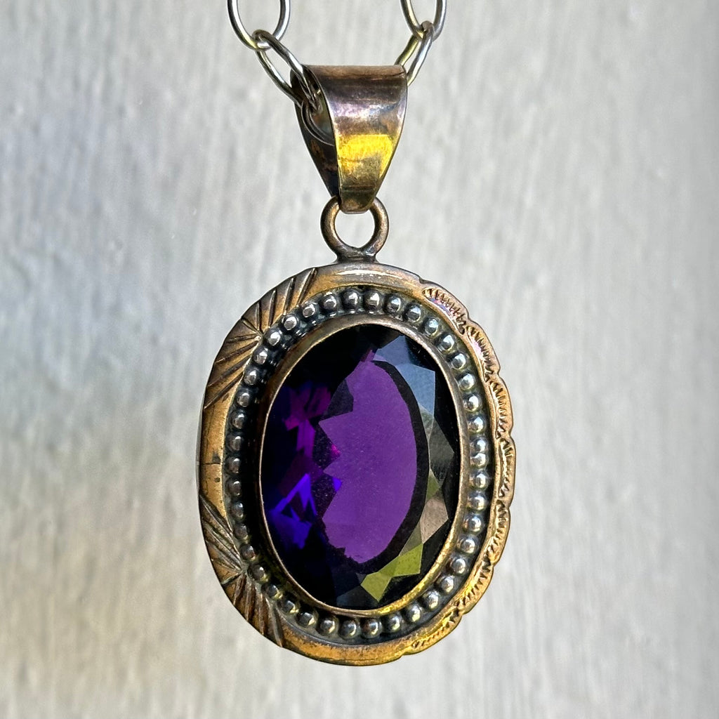 Lee Bennett Amethyst 12K Gold Filled Hand Stamped Sterling Pendant