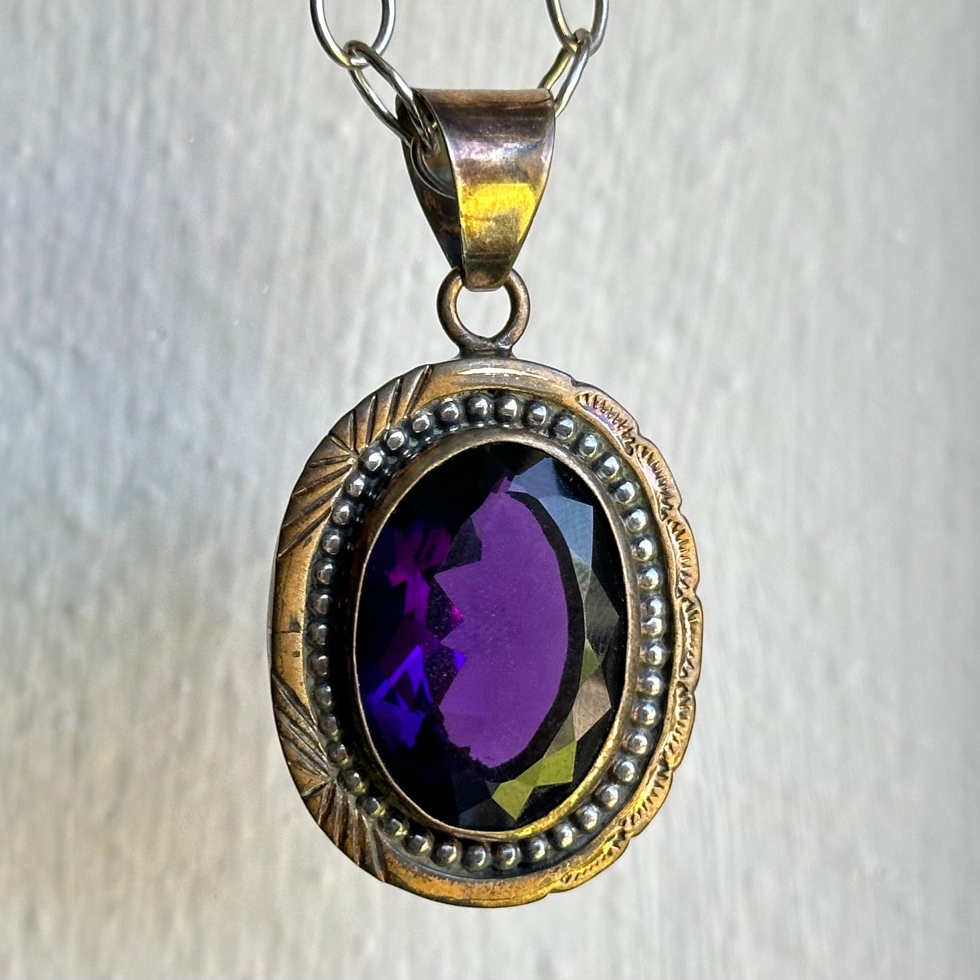Lee Bennett Amethyst 12K Gold Filled Hand Stamped Sterling Pendant