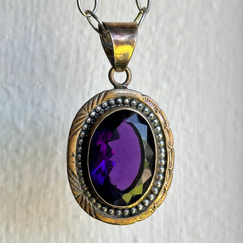 Lee Bennett Amethyst 12K Gold Filled Hand Stamped Sterling Pendant