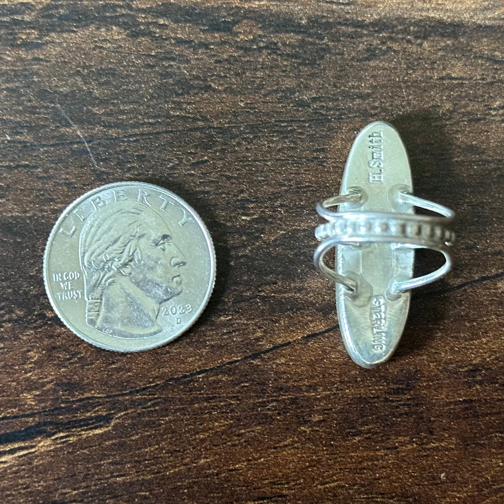 Navajo Harold Smith Kingman Turquoise Sterling Inlay Ring