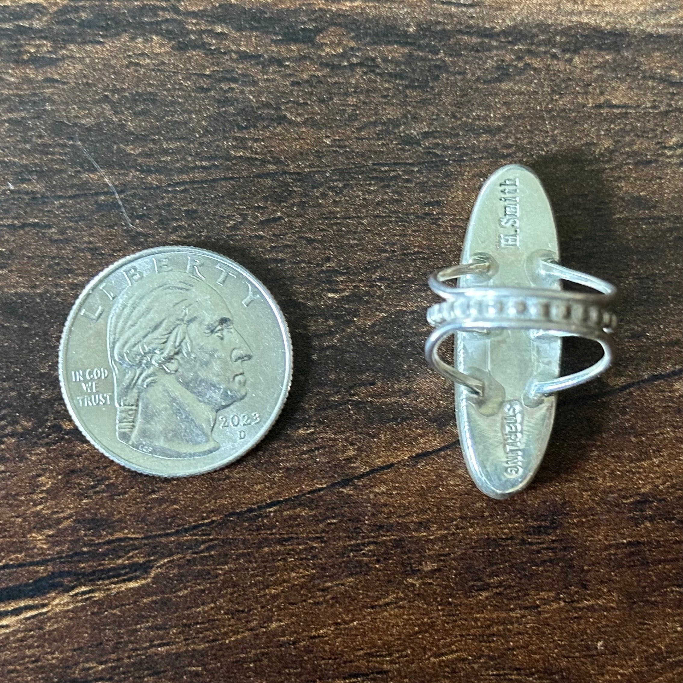 Navajo Harold Smith Kingman Turquoise Sterling Inlay Ring