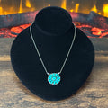 Navajo Jimmy Garcia Kingman Turquoise 13 Stone Sterling Petite Point Cluster Pendant Necklace