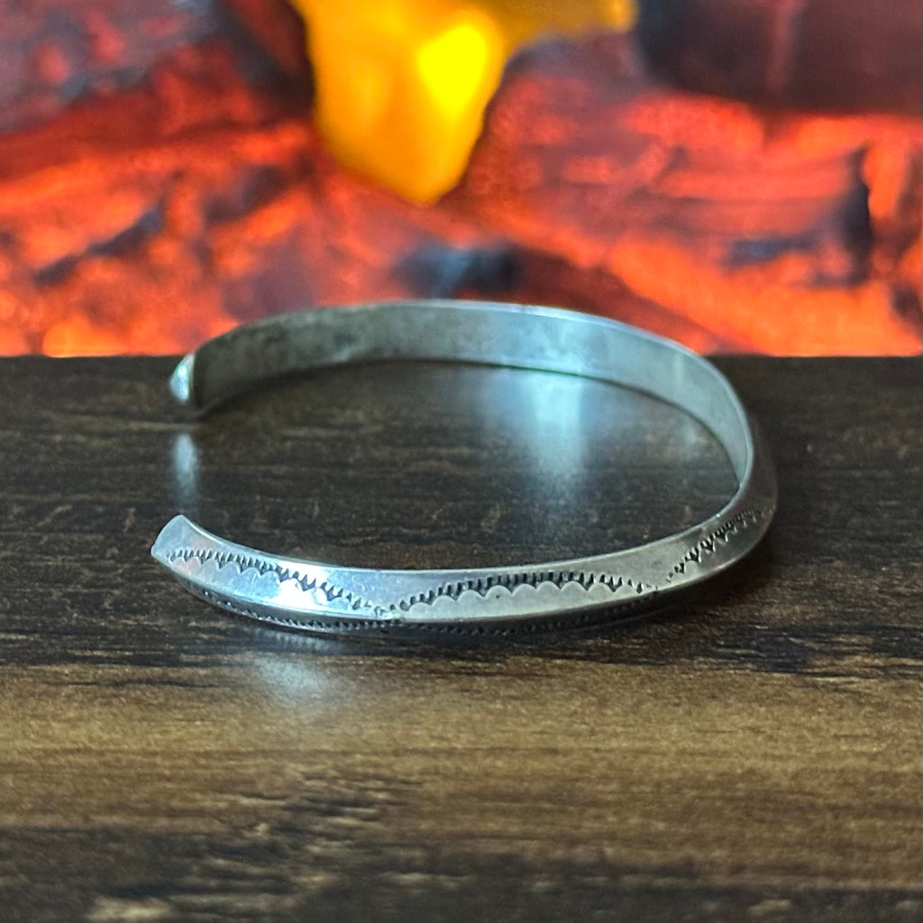 Sterling Hand Stamped Carinated Stacker Cuff