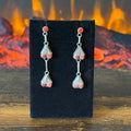 Zuni Velva Nastacio Pink Shell Spiny Oyster Heart Inlay Dangle Post Earrings