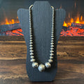 Handmade Graduated Stamped Sterling Pearl Necklace