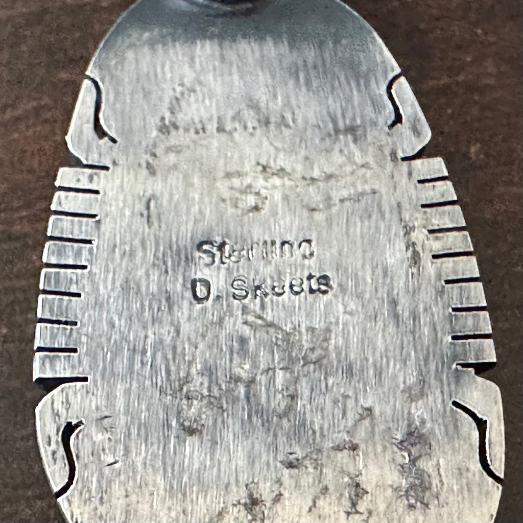 Navajo Donovan Skeets White Buffalo Sterling Twist Wire Bezel Oval Pendant