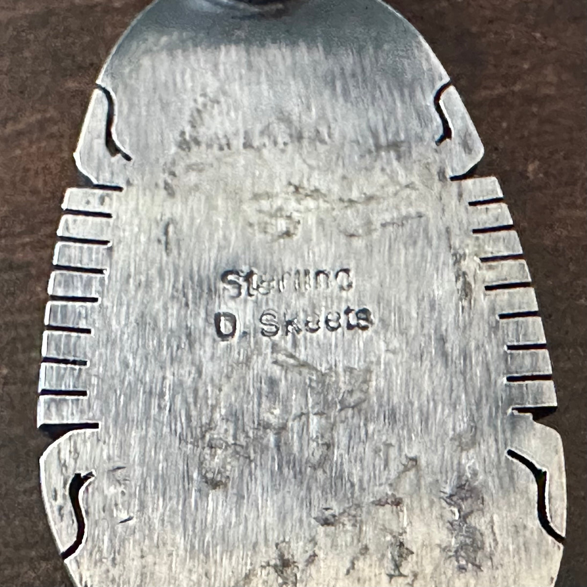 Navajo Donovan Skeets White Buffalo Sterling Twist Wire Bezel Oval Pendant