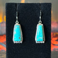 Navajo Isabelle Yazzie Turquoise Sterling Trapezoid Dangle Earrings