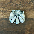 KB Signed Pink Mother of Pearl Sterling Floral Leaf Pendant