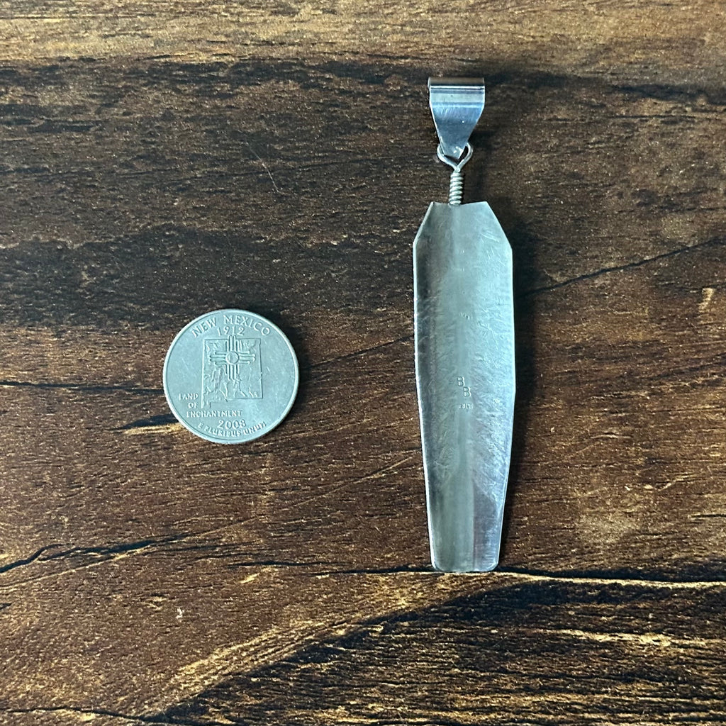 Navajo Bernice Bonney Turquoise 5 Stone Sterling Snake Eye Feather Pendant