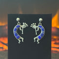 Navajo Calvin Begay Lapis Sterling Kokopelli Inlay Dangle Earrings