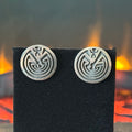 Hopi Mark Tawahongva Sterling Overlay Man in the Maze Stud Earrings