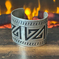 Navajo Charlie Bowie Hand Stamped Sterling Overlay Statement Cuff