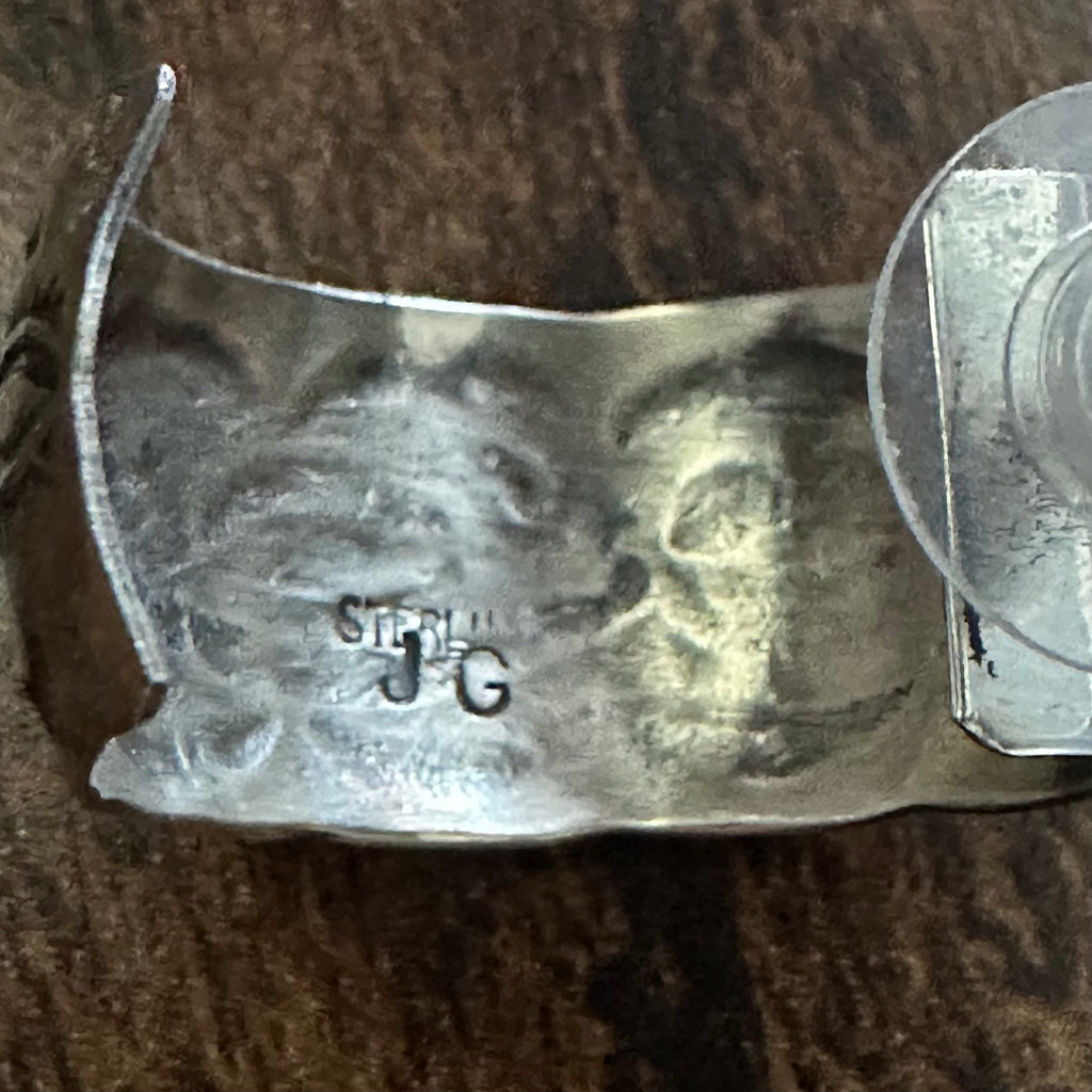 JG Signed Sterling Hand Stamped Stud Earrings