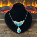 Turquoise 6 Stone Sterling Twist Wire Raindrop Necklace