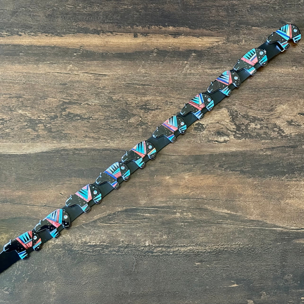 6pc Navajo Gilbert Smith Turquoise Onyx Spiny Oyster Lapis MOP Sterling Micro Inlay Bear Set