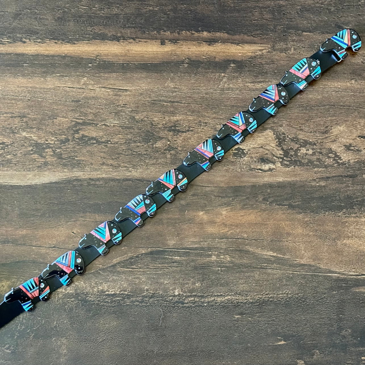 6pc Navajo Gilbert Smith Turquoise Onyx Spiny Oyster Lapis MOP Sterling Micro Inlay Bear Set