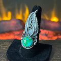 Navajo Jimmy Lee Sonoran Gold Turquoise Sterling Feather Statement Ring